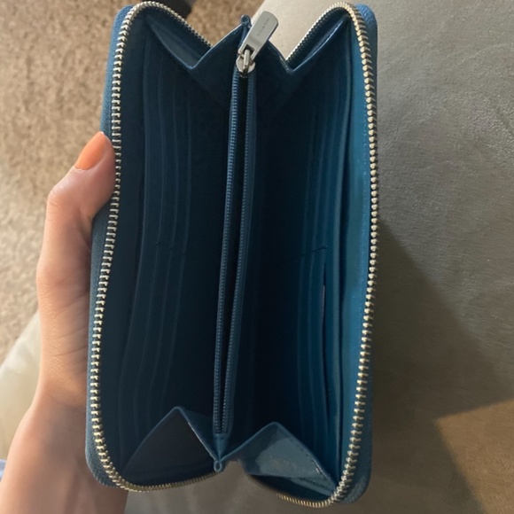 Coach Dark Teal Wildflower Accordion Zip Wallet - Picture 4 of 4